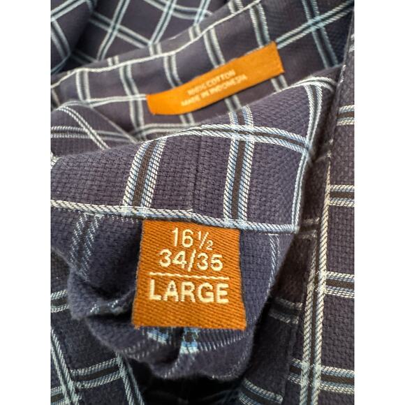 Men's MICHAEL Michael Kors Blue Plaid Button Down Shirt - Picture 5 of 6